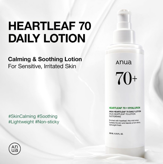 ANUA Heartleaf 70 Daily Relief Lotion 200ml, Gentle Lotion Moisturizing & Improving Skin Barrier